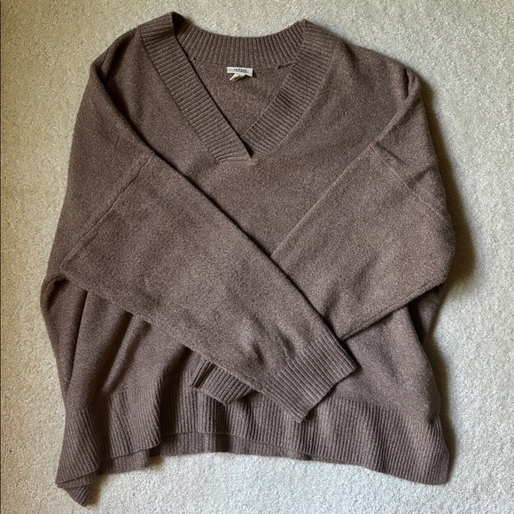 A New Apparel a.n.a V-Neck Sweater Drop Shoulder Oversized Brown Neutral 3X - Picture 1 of 8